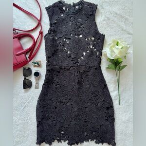 TOBI Black Floral Lace Sheath Dress | Timeless Elegant Classic